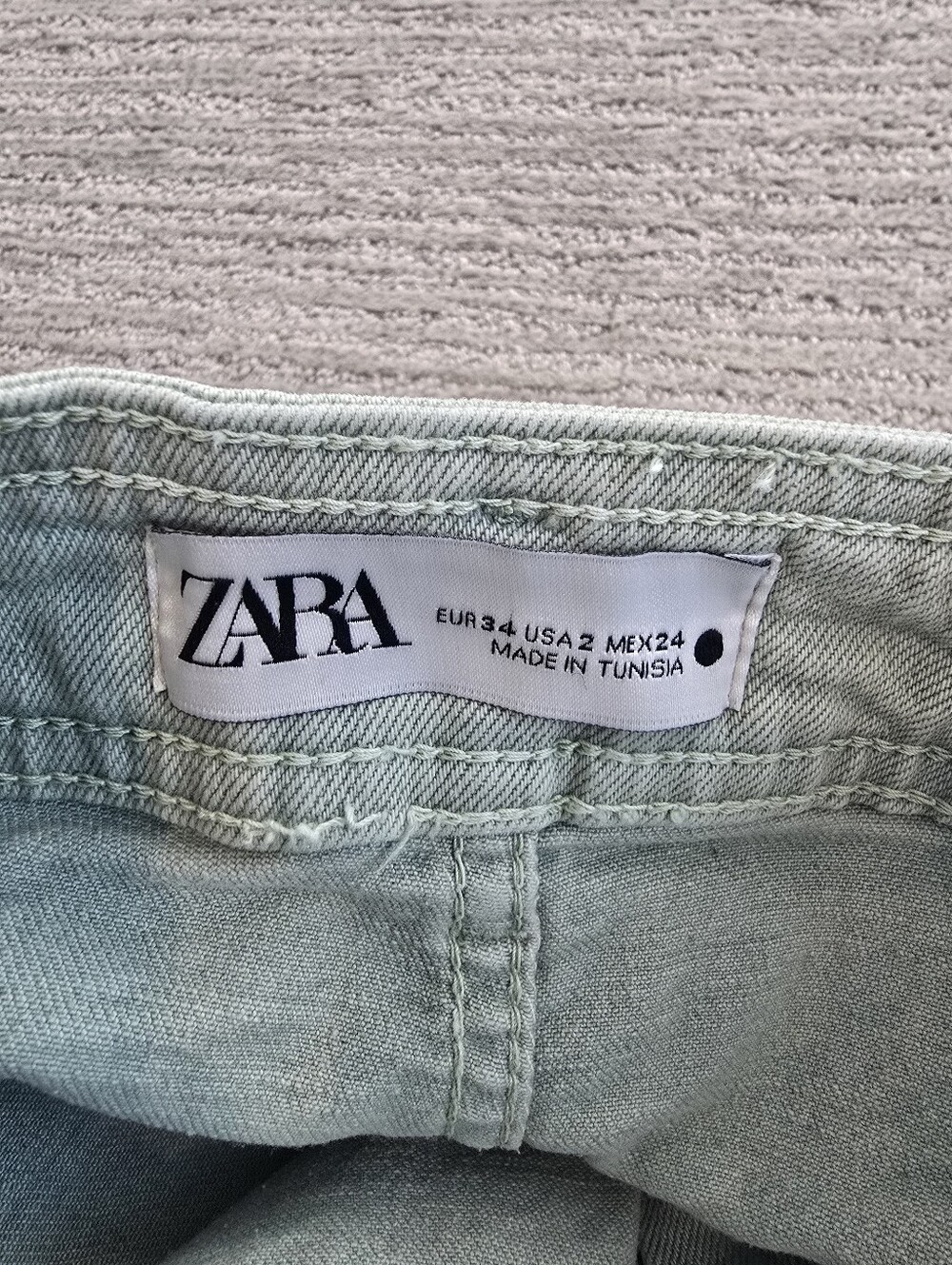 Zara High-Rise Wide Leg Jeans - Sage Green - Marine Straight - Picture 5 of 6